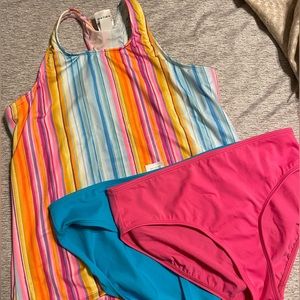 Lands’ End Girls Swim Set with two bottoms